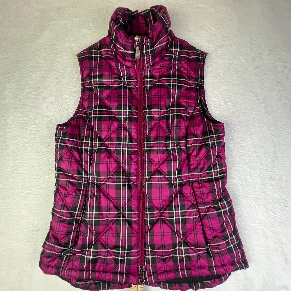 Ariat Vest Womens Small Pink Plaid Quilted Puffer Zip Western‎ Outdoor Riding